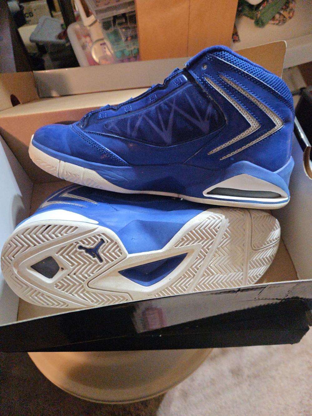 Jordan High-Top Basketball Sneakers - Royal Blue and White